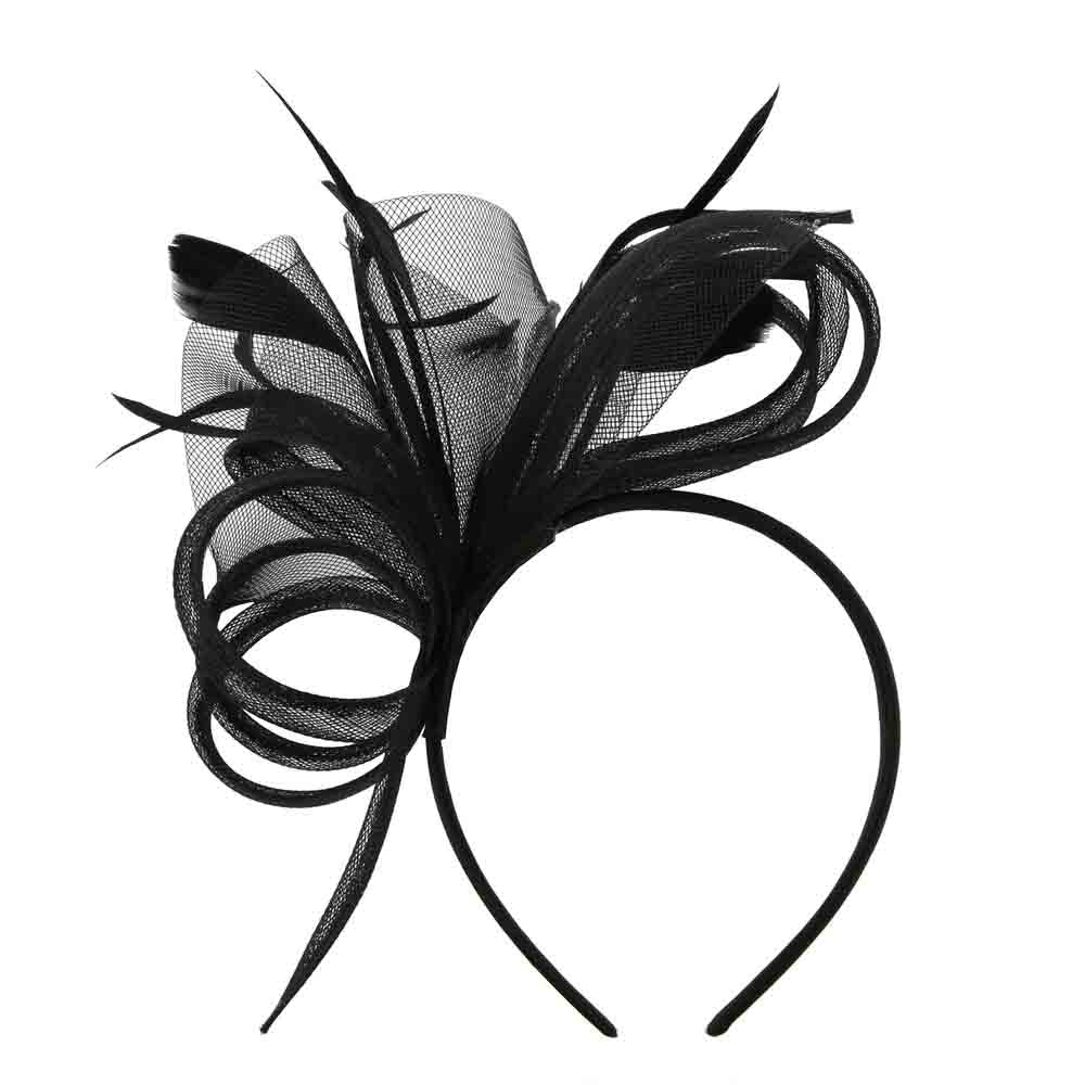 Looped Mesh Ribbon Fascinator Headband - Something Special Fascinator Something Special LA HTH2273bk Black  