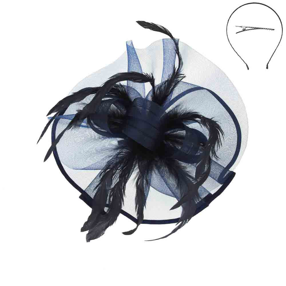Fascinating Feather and Loop Fascinator - Sophia Collection Fascinator Something Special LA hth2299nv Navy  