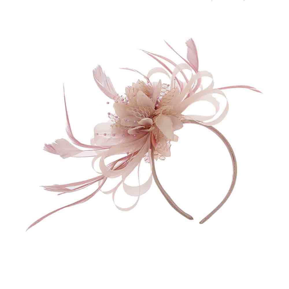 Satin Floral Fascinator Headband - Sophia Collection Fascinator Something Special LA hth2309pk Pink  