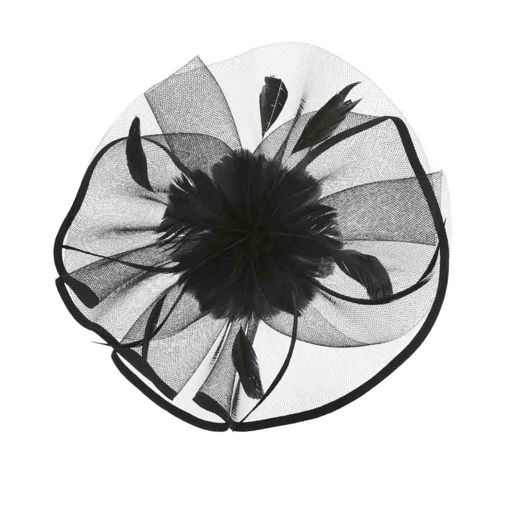 Feather Flower Center Fascinator Headband - Something Special Fascinator Something Special LA HTH2311bk Black  