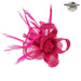 Rose and Feather Woven Fascinator Brooch Pin - Something Special Fascinator Something Special LA HTH2333fc Fuchsia  