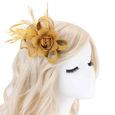Rose and Feather Woven Fascinator Brooch Pin - Something Special Fascinator Something Special LA    