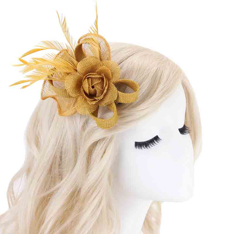 Rose and Feather Woven Fascinator Brooch Pin - Something Special Fascinator Something Special LA    