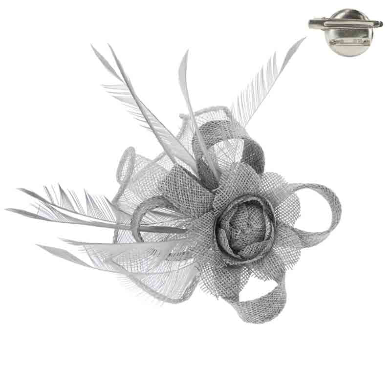 Rose and Feather Woven Fascinator Brooch Pin - Something Special Fascinator Something Special LA HTH2333sv Silver  