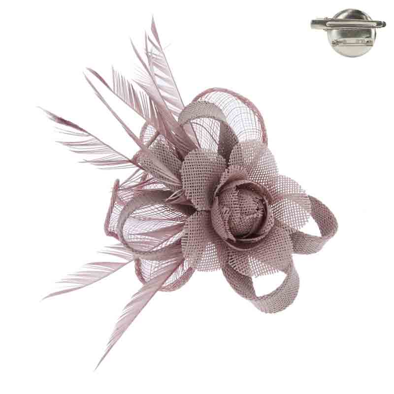 Rose and Feather Woven Fascinator Brooch Pin - Something Special Fascinator Something Special LA HTH2333lv Lavender  