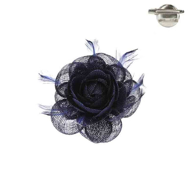 Small Flower Woven Fascinator Brooch Pin - Something Special Fascinator Something Special LA HTH2335nv Navy  