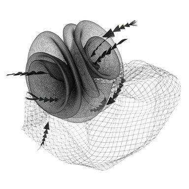High Top Double Layer Mesh Fascinator - Something Special Fascinator Something Special LA HTH2365bk Black / White  