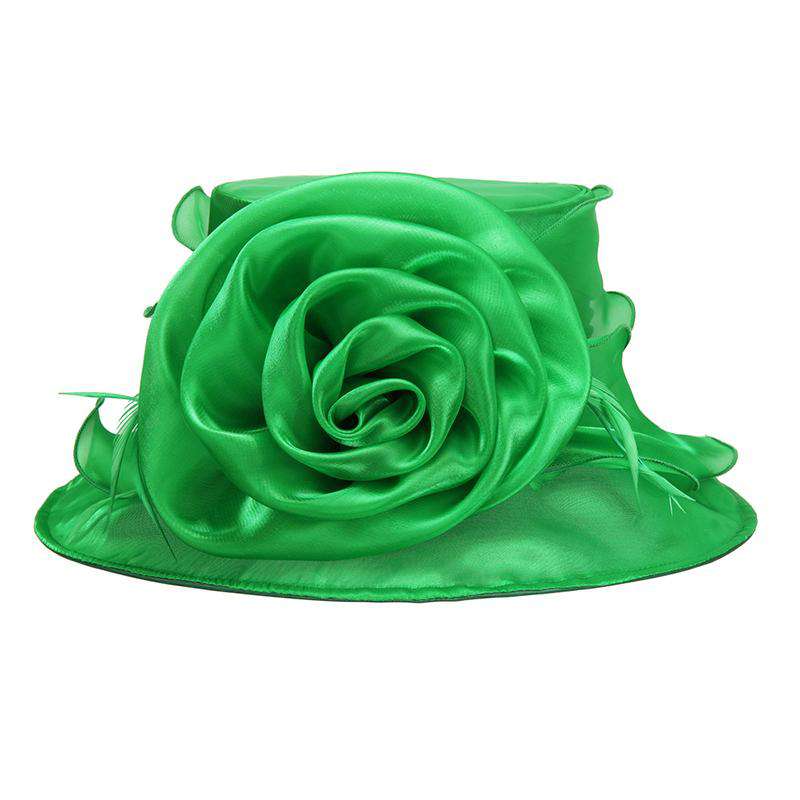 Organza Hat with Rose Dress Hat Something Special LA hto1098AQ Green  