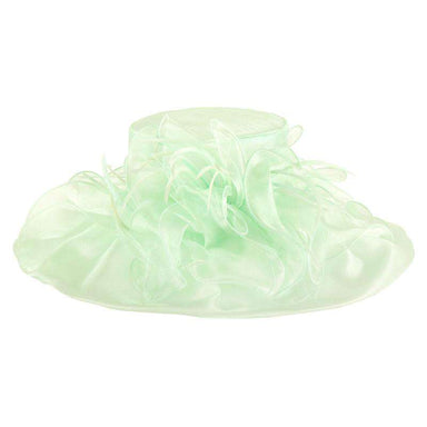 Large Organza Hat with Feather and Flower - Something Special Dress Hat Something Special LA hto1327MT Mint  