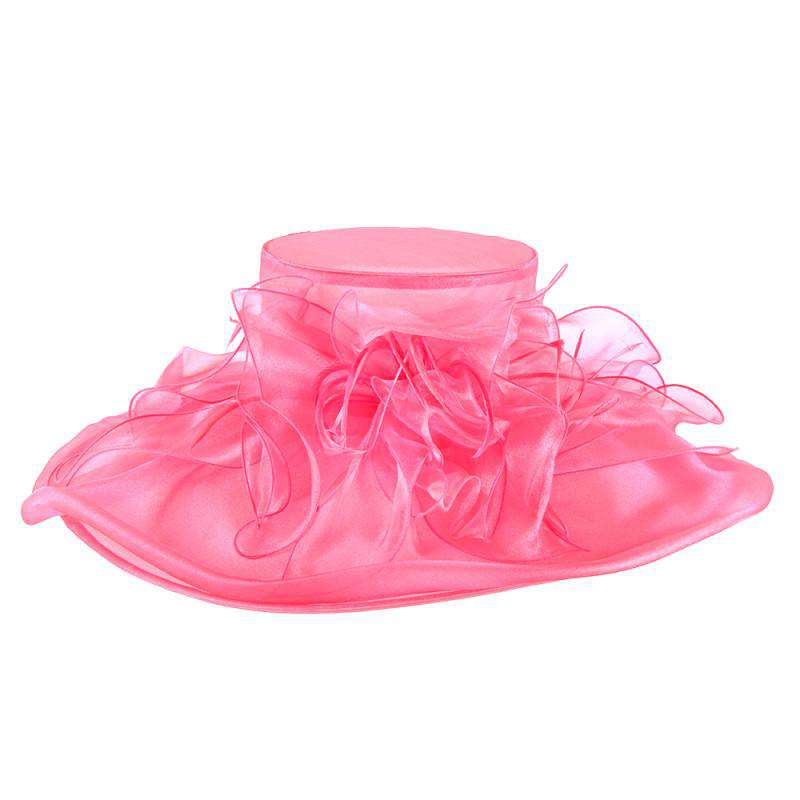 Large Organza Hat with Feather and Flower - Something Special Dress Hat Something Special LA WSSK817PH Peach  