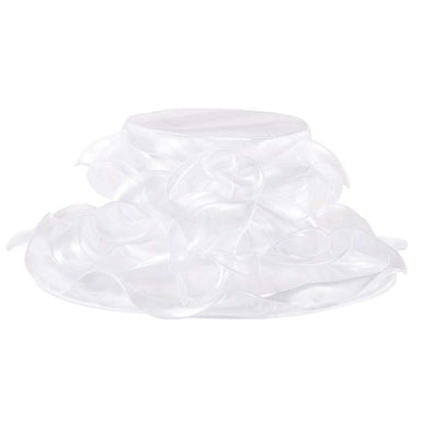 Ruffle Edge Shimmer Organza Hat Dress Hat Something Special LA HTO1367WH White  