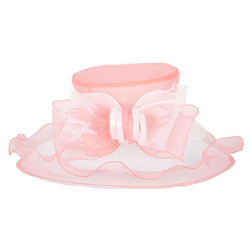 Two Tone Loopy Bow Organza Hat Dress Hat Something Special LA HTO2002PK Pink  