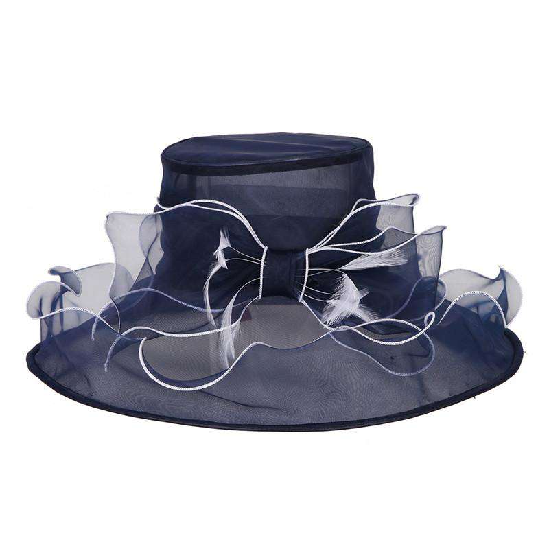 Bow Organza Hat with Ruffle Brim, Dress Hat - SetarTrading Hats 