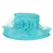 Lily Flower Organza Hat with Ruffle Brim Dress Hat Something Special LA HTO2007NV Blue Zirconia  