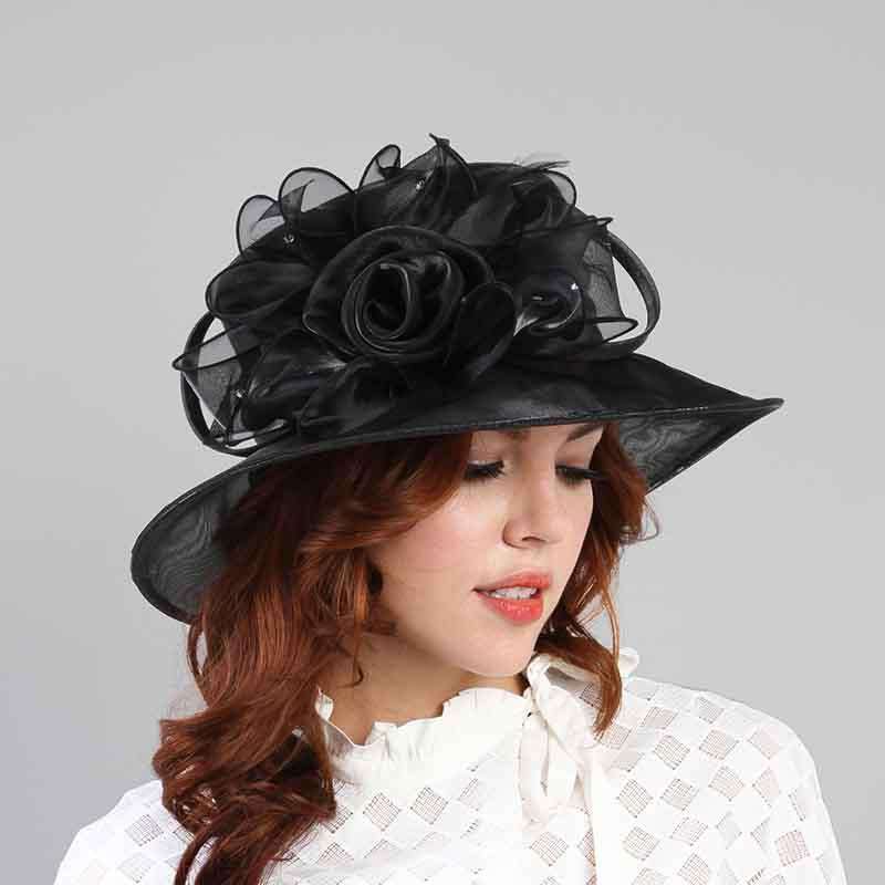 Rose and Rhinestone Organza Hat Dress Hat Something Special LA    