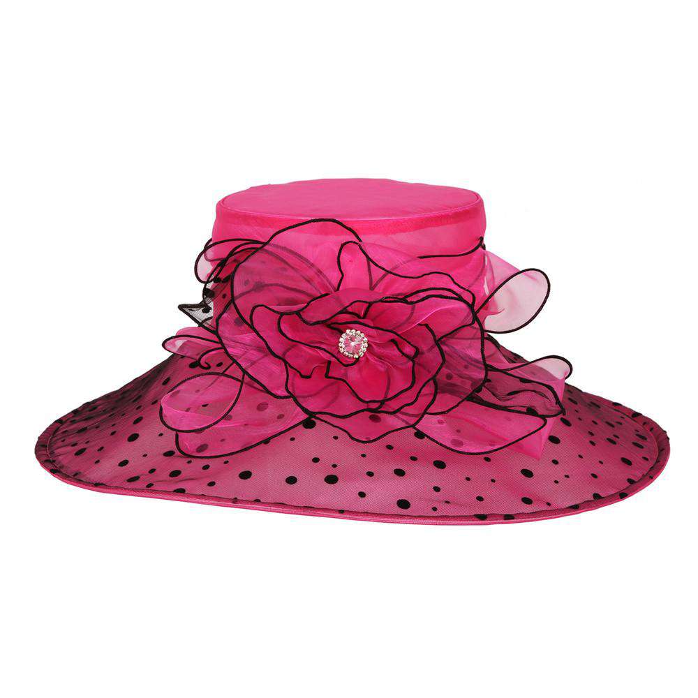 Polka Dot Brim Organza Hat - Kentucky Derby Hat Collection Dress Hat Something Special LA    
