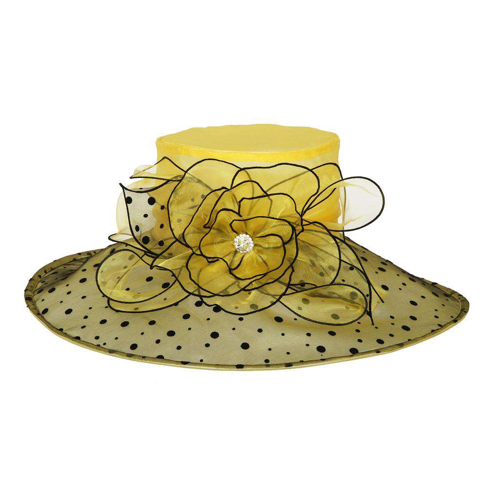 Polka Dot Brim Organza Hat - Kentucky Derby Hat Collection, Dress Hat - SetarTrading Hats 