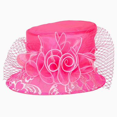 Lace Brim Small Dress Hat - Something Special Dress Hat Something Special LA hto2014pk Pink  