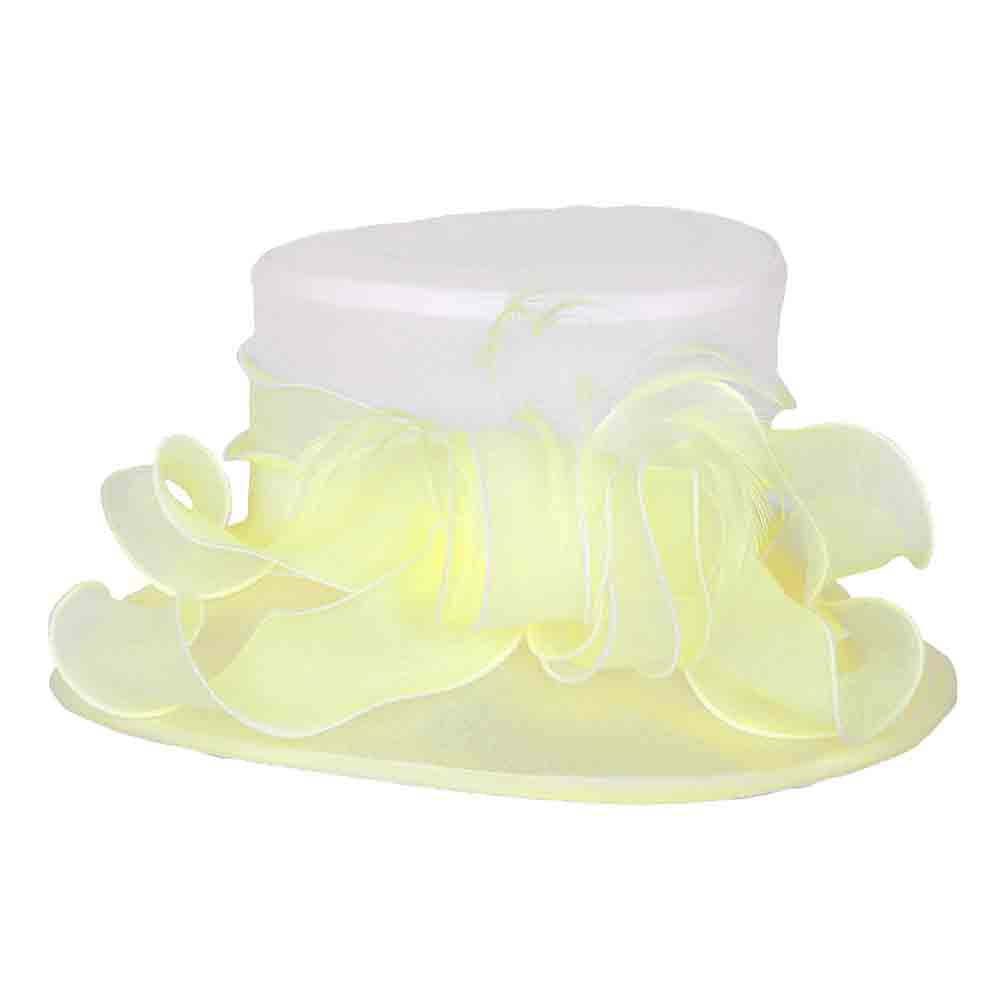 Small Brim Two Tone Organza Dress Hat - Something Specail Dress Hat Something Special LA HTO2015yw Yellow  