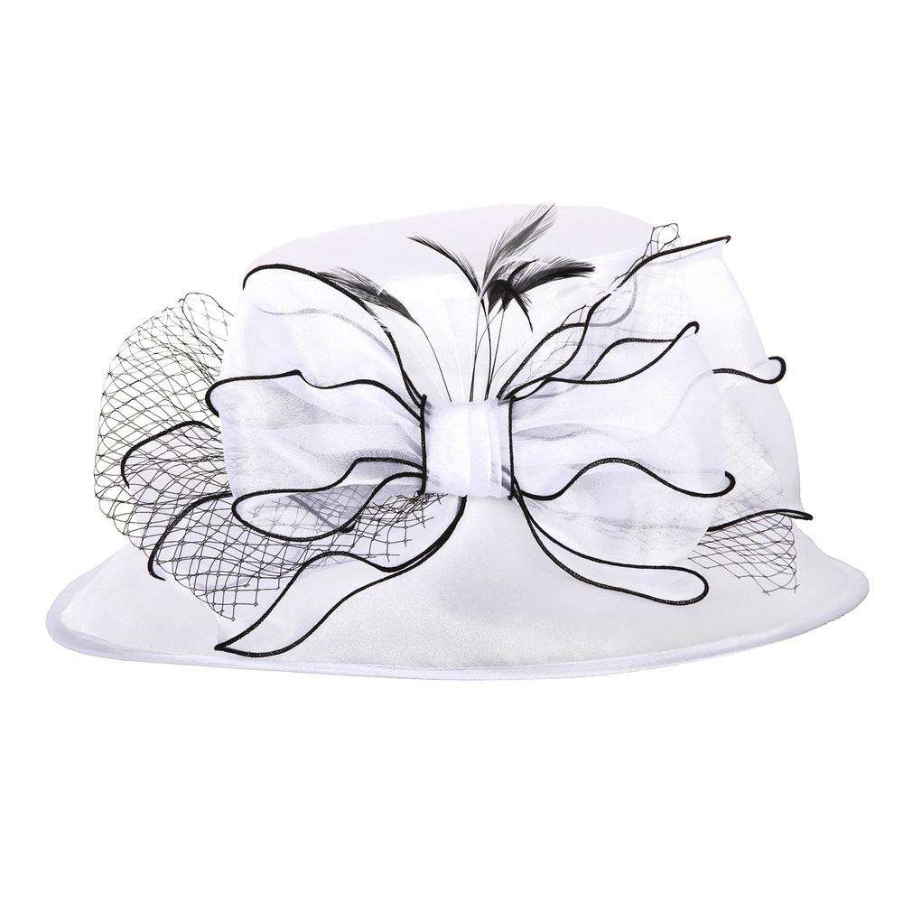 Bow and Netting Organza Hat Dress Hat Something Special LA HTO2016WH White  