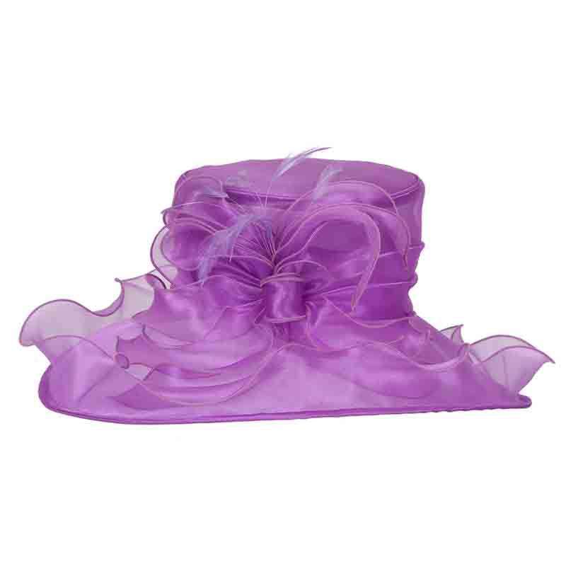 Oval Brim Ruffle Edge Organza Hat Dress Hat Something Special LA HTO2018PP Purple  