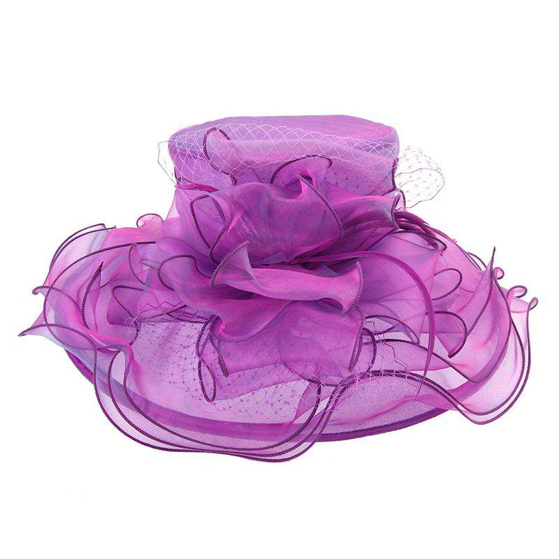 Organza Dress Hat with Netting Bow Dress Hat Something Special LA hto2140pp Purple  