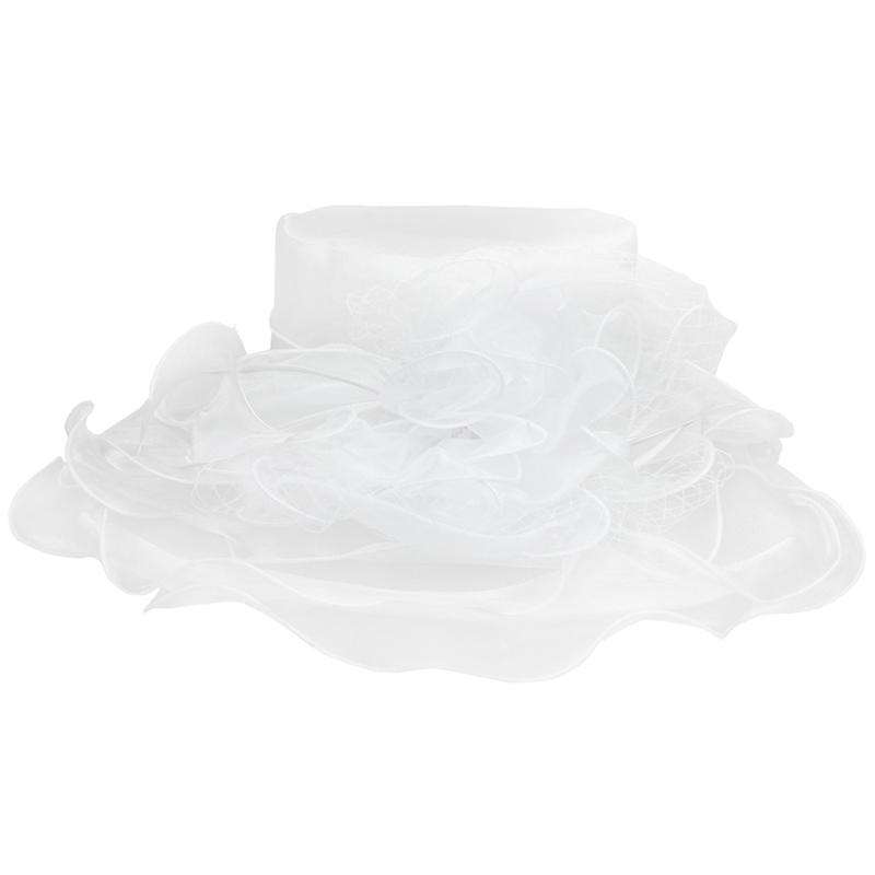Organza Dress Hat with Netting Bow Dress Hat Something Special LA hto2140wh White  