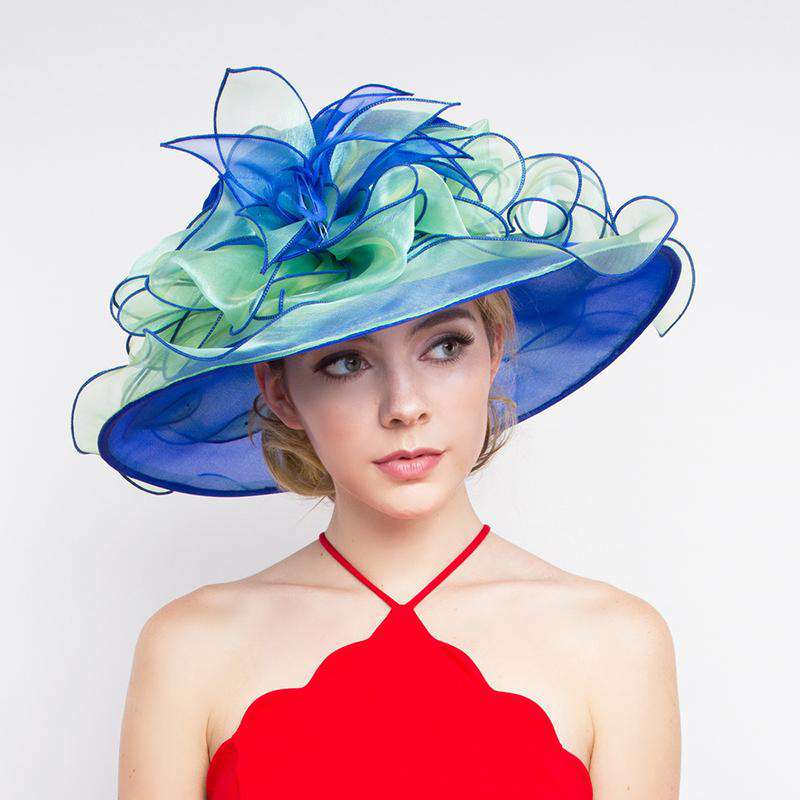 Two Tone Flower Center Ruffle Derby Hat Dress Hat Something Special LA    
