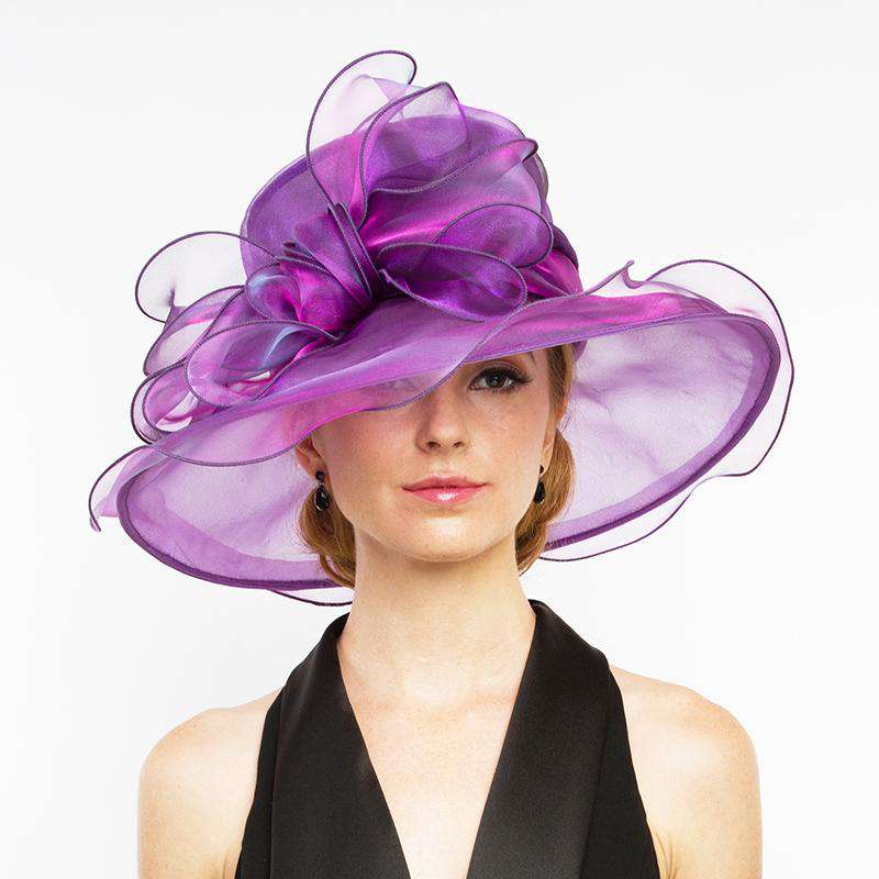Two Tone Bow Organza Dress Hat-Kentucky Derby Hats for Women  display picture 1
