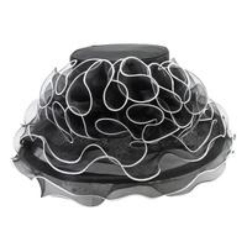 Loopy Organza Hat with Contrast Trim Dress Hat Something Special LA hto2148bk Black/White  