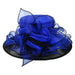 Two Tone Organza Hat with Curly Bow Accent - Sophia Collection Dress Hat Something Special LA hto2187bl Royal Blue  