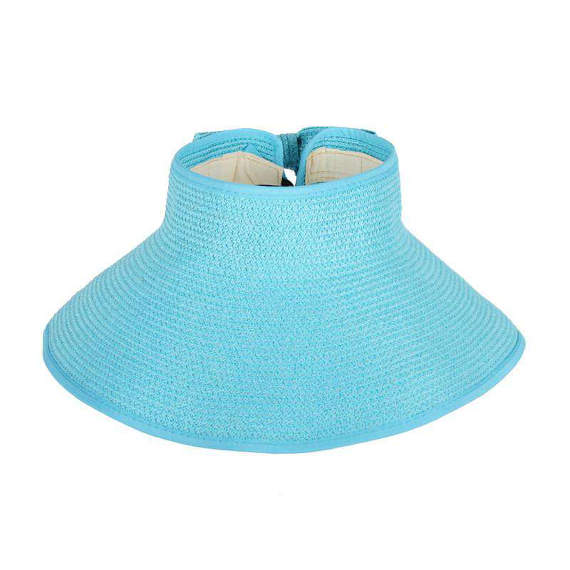 Roll Up Sun Visor Hat with Bow by Sophia Visor Cap Something Special LA Vhtp672BL Blue  
