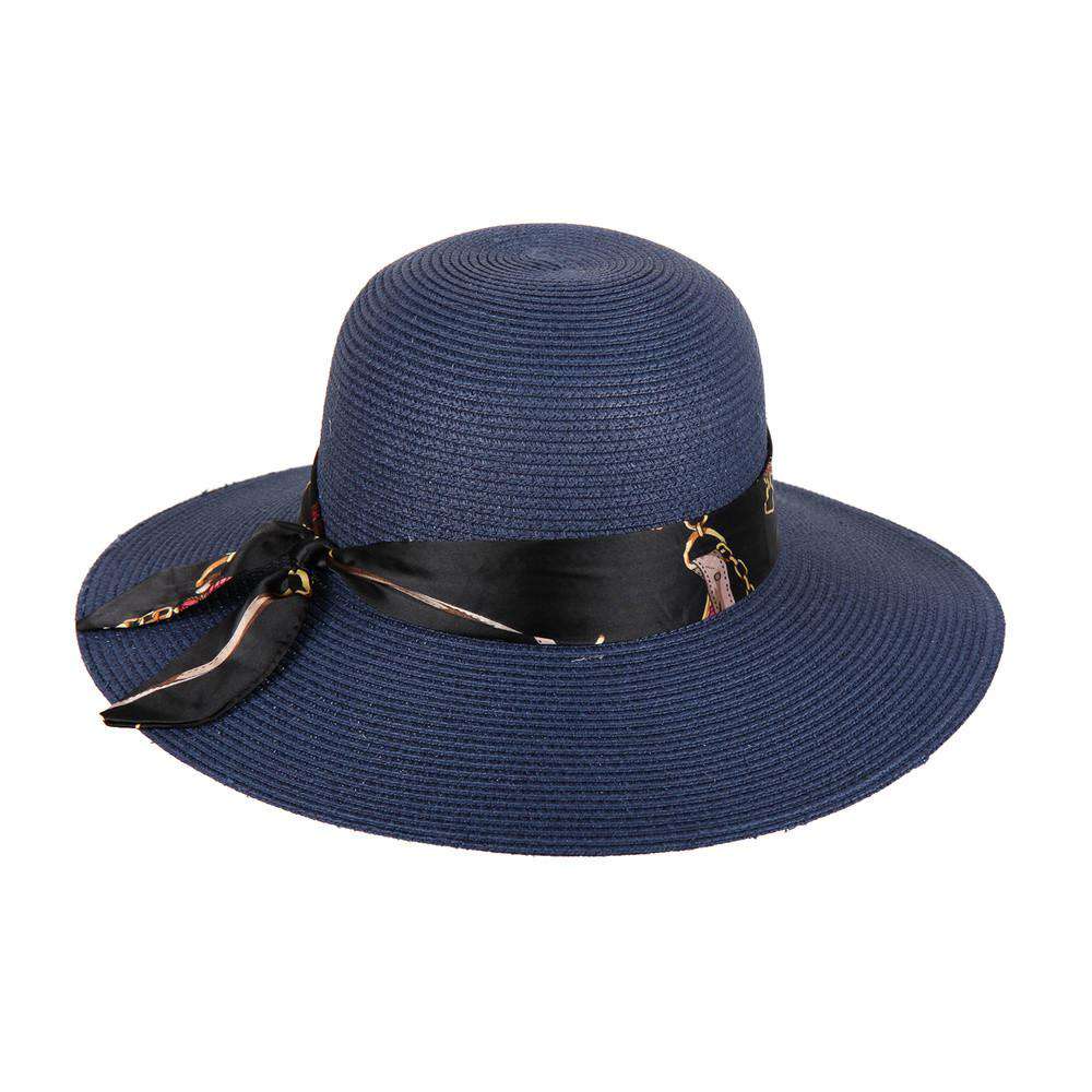 Summer Floppy Hat with Satin Tie Floppy Hat Something Special LA HTP757BL Blue  