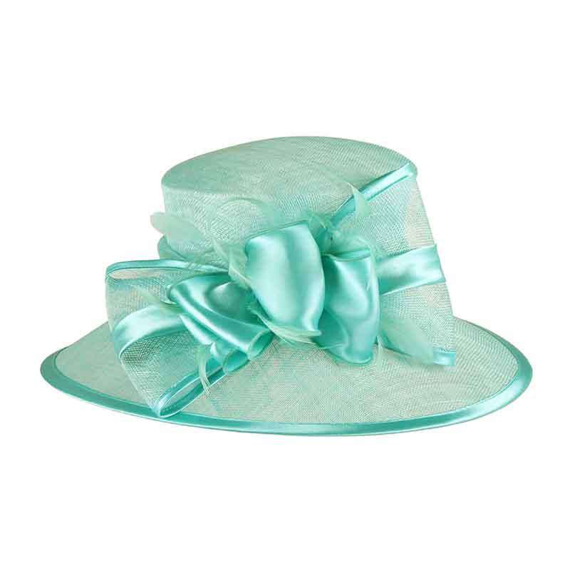 Sinamay Dress Hat with Satin Bow Dress Hat Something Special LA hts1265aq Aqua  