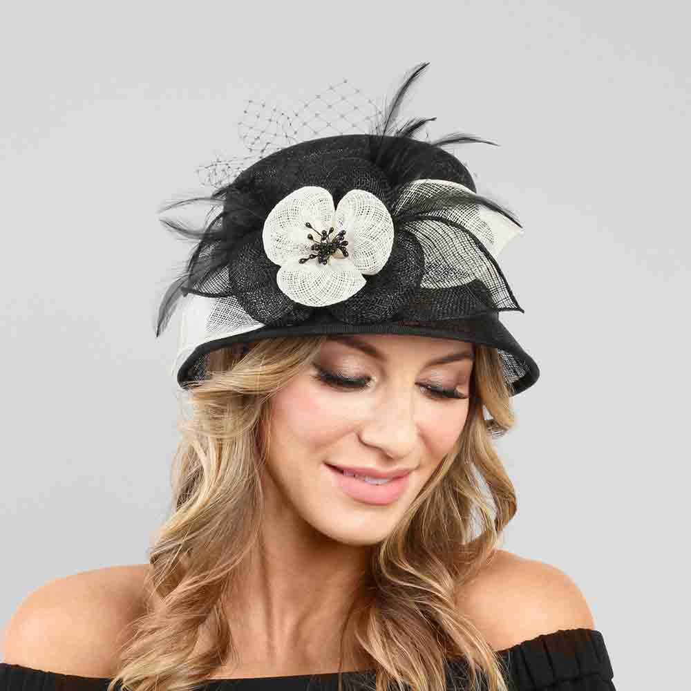 Small Sinamay Cloche Dress Hat with Flowers - Something  display picture 2