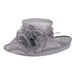 Large Up Turned Brim Sinamay Hat with Iridescent Sheer Flower Accent Dress Hat Something Special LA    