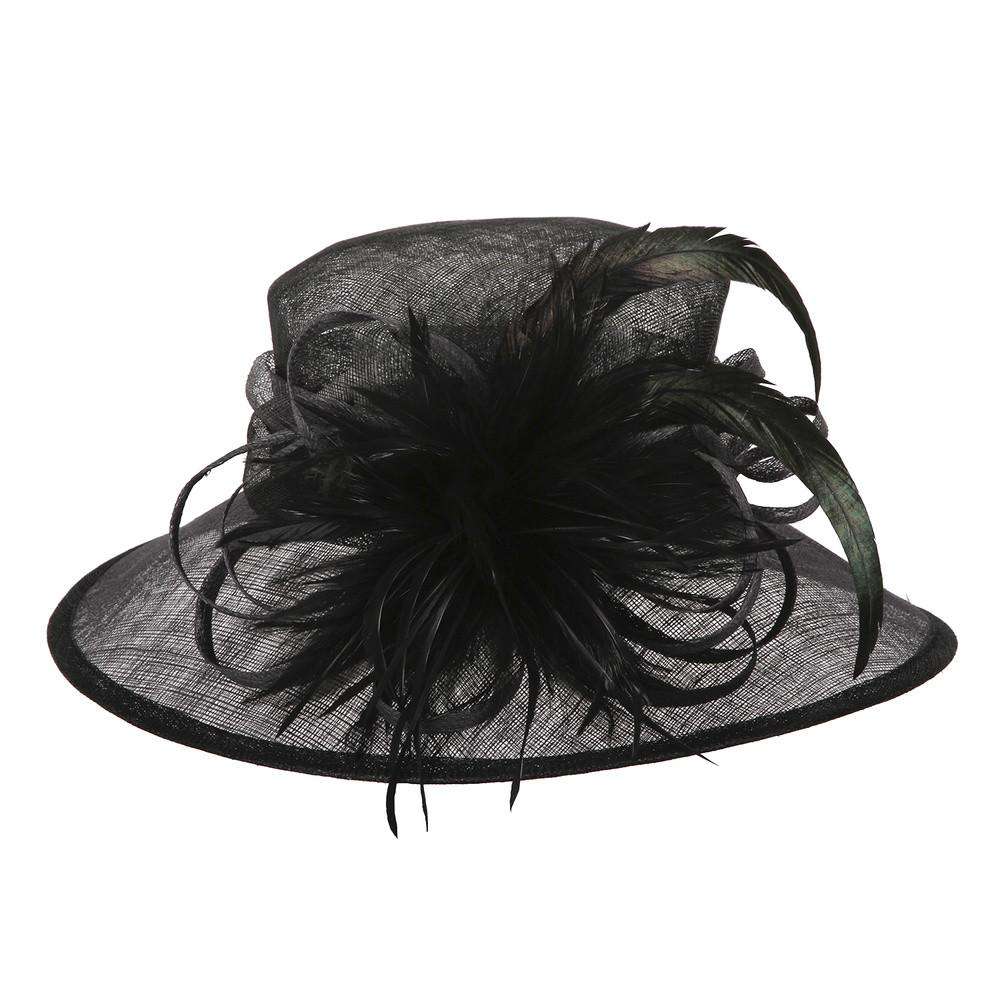 Sinamay Derby Hat with Feather Flower Accent Dress Hat Something Special LA    
