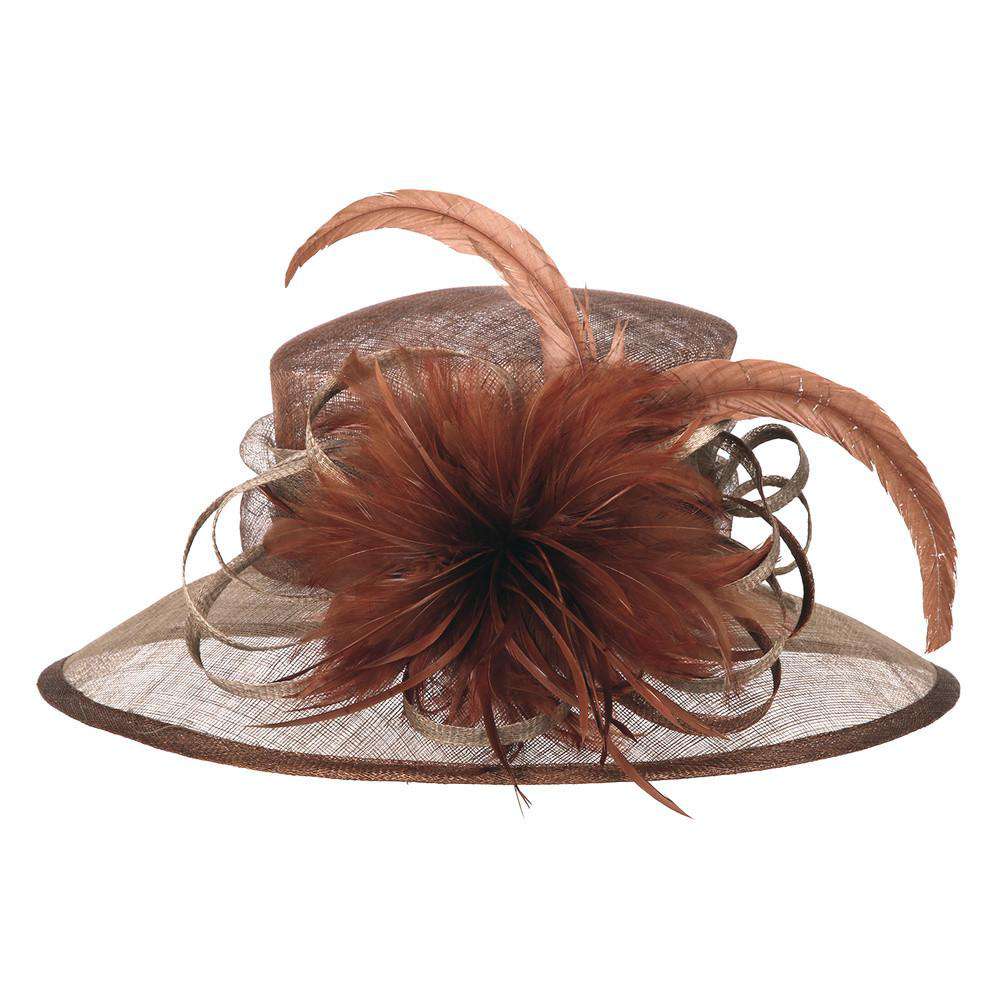 Sinamay Derby Hat with Feather Flower Accent Dress Hat Something Special LA    