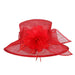 Sinamay Big Brim Derby Hat with Feather Flower Dress Hat Something Special LA HTS2076RD Red  