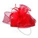 Sinamay Pillbox Hat with Feather Flower Fascinator Something Special LA HTS2077RD Red  