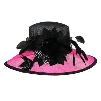 Dotted Feather Flower Two Tone Sinamay Dress Hat Dress Hat Something Special LA HTS2127MG Magenta  