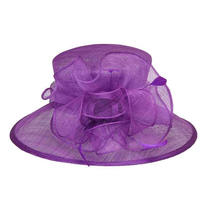 Downsloping Brim Sinamay Hat with Loopy Center Dress Hat Something Special LA hts2128pu Purple  