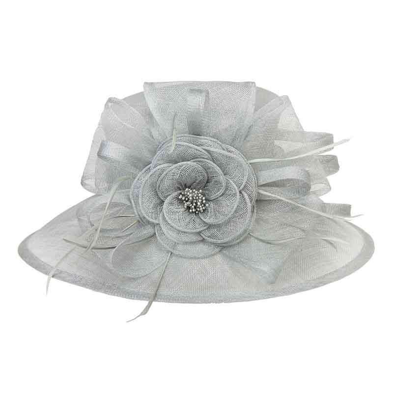 Medium Sinamay Hat with Large Loopy Floral Center Dress Hat Something Special LA HTS2130gy Grey  