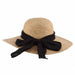 Hand Crocheted Raffia Sun Hat with Linen Scarf - Scala Collection Wide Brim Sun Hat Scala Hats LR109nt Natural OS (57 cm) 