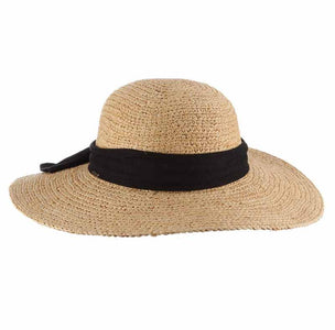 Hand Crocheted Raffia Sun Hat with Linen Scarf Scala Collection