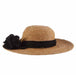 Hand Crocheted Raffia Sun Hat with Linen Scarf - Scala Collection Wide Brim Sun Hat Scala Hats    