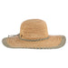 Crocheted Raffia Straw Wide Brim Hat with Blue Trim - Tommy Bahama Wide Brim Sun Hat Tommy Bahama Hats TBWL106blu Natural  