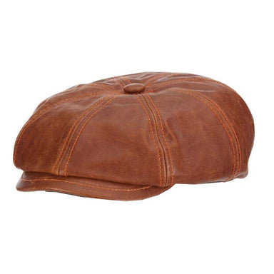 Harper Goat Leather Newsboy Cap - Stetson Hat, Flat Cap - SetarTrading Hats 