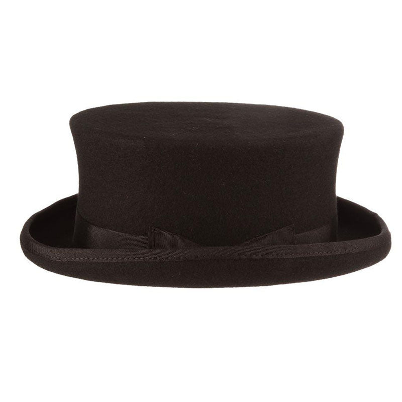 Harwick Structured 4" Tall Wool Felt Top Hat - Scala Hat Top Hat Scala Hats WF570 Black Medium (57 cm) 