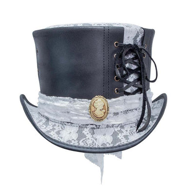 Havisham Leather Steampunk Top Hat, Black - Steampunk Hatter Top Hat Head'N'Home Hats    